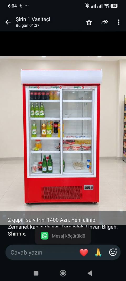 2 qapili su vitrini 1400 Azn. Yeni alinib. Zemanet kagizi da var. Tam — Bakı