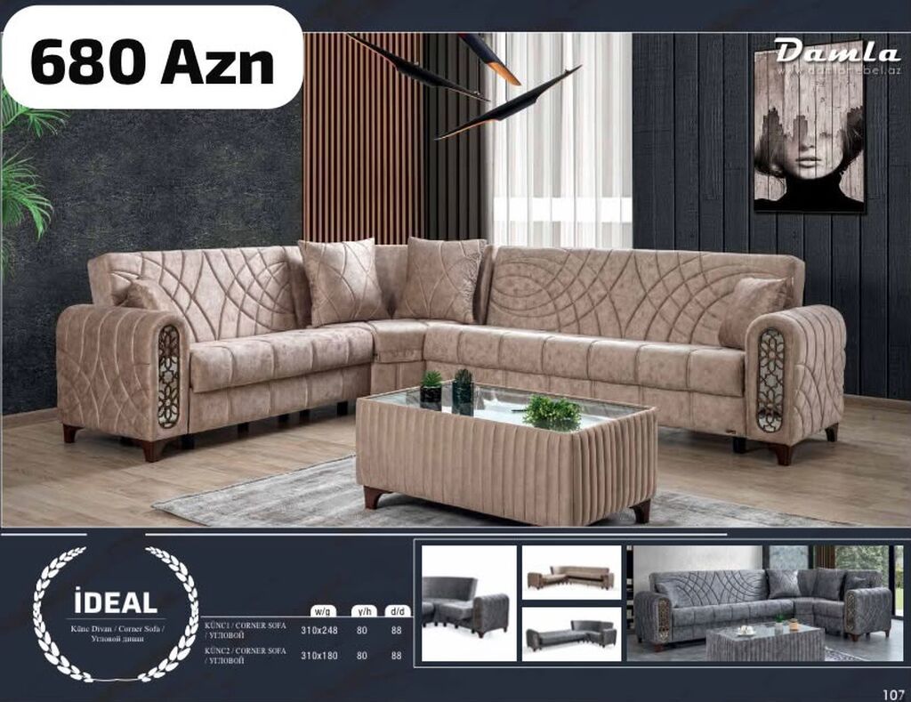 Künc divan, Yeni, Pulsuz çatdırılma — Divanlər, Xırdalan (6)