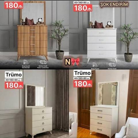 Trümo – güzgülü çekmecəli şkaf - Ölçü: 40×180×80 sm - 4 geniş — Mebel