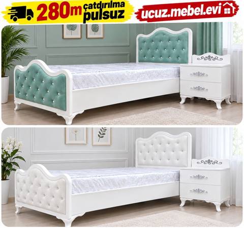 Mebel dəsti – klassik üslubda tək nəfərlik çarpayı və tumba — Mebel