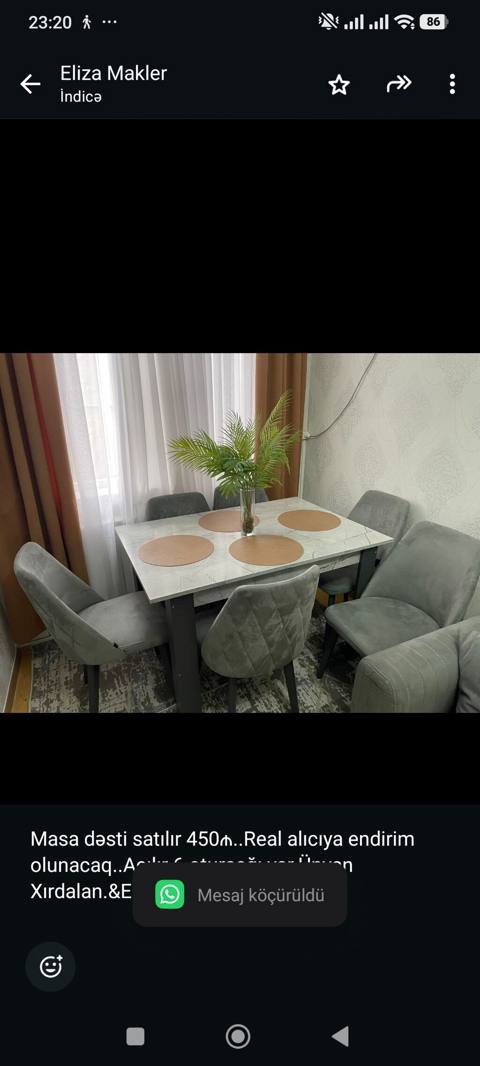 Masa dəsti satılır 450₼. Real alıcıya endirim olunacaq. Açılır 6 — Баку