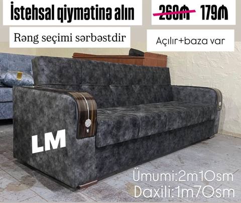 Yumşaq, rahat divan - Açılır mexanizmli model: yataq funksiyası var — Yumshoq mebel