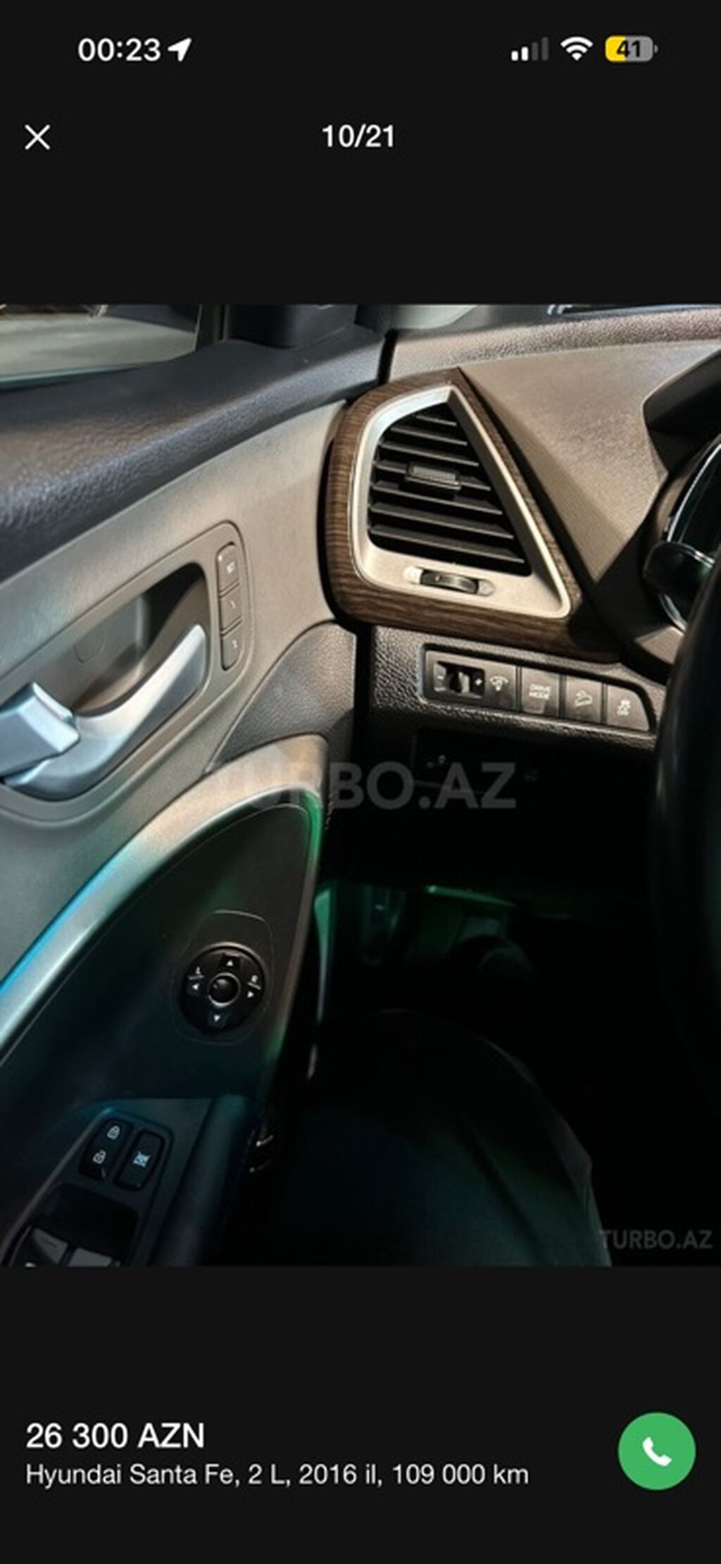 Hyundai Santa Fe, 2016 г., 109 000 км — Avtomobillər, Bakı (6)