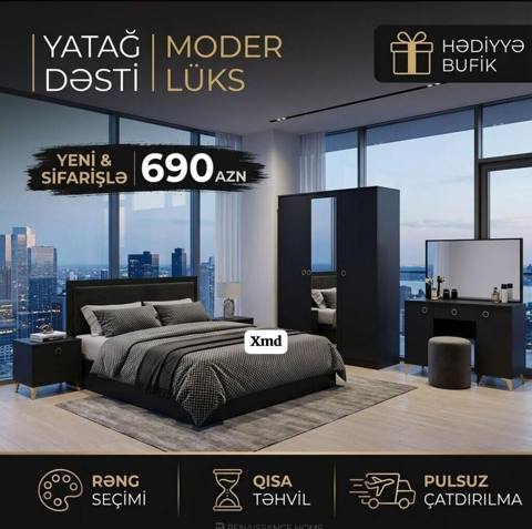 Modern lüks yataq dəsti Paketə daxildir: - Geniş iki nəfərlik çarpayı — Товары