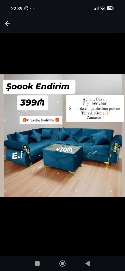Şəhər daxili pulsuz çatdırılma ilə L formalı künc divan dəsti — 399 ₼ · Bakı · Yumşaq mobilya dəstləri Şəhər daxili pulsuz çatdırılma ilə L formalı künc divan dəsti — Bakı