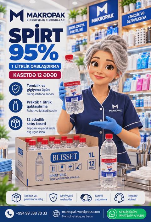 Tibbi spirt 95% 1 litr — 4.9 ₼ · Tibbi texnika Tibbi spirt 95% 1 litr