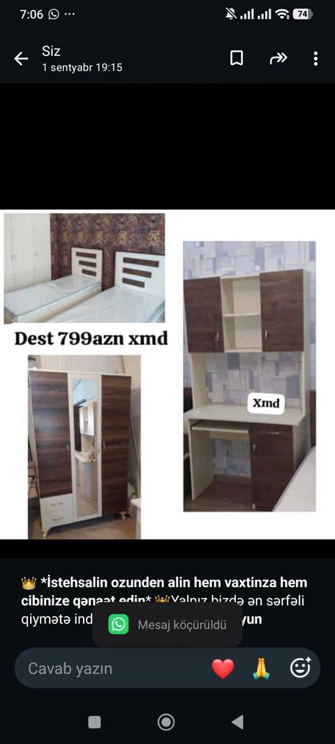 İstehsalin ozunden alin hem vaxtinza hem cibinize qənaət edin — Yotoqxona mebeli