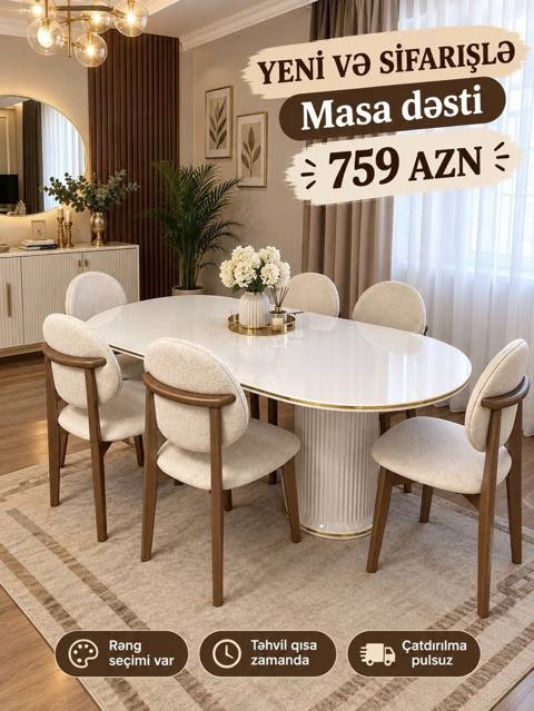 Masa dəsti – 759 AZN Yeni və sifarişlə hazırlanır. Zərif, müasir — Baku