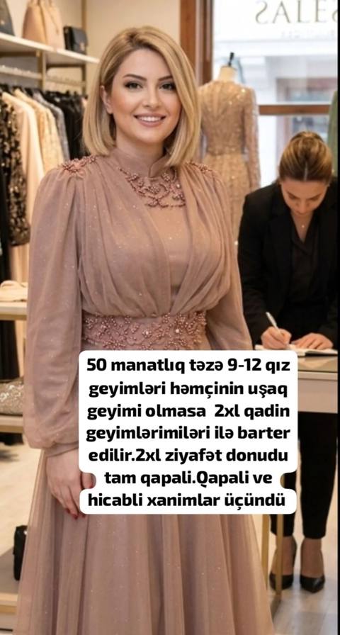 2XL ölçüdə tam qapalı ziyafət donu. Xüsusiyyətlər: - Rəng — 50 ₼ · Бейлаган · Axşam paltarları 2XL ölçüdə tam qapalı ziyafət donu. Xüsusiyyətlər: - Rəng — Бейлаган
