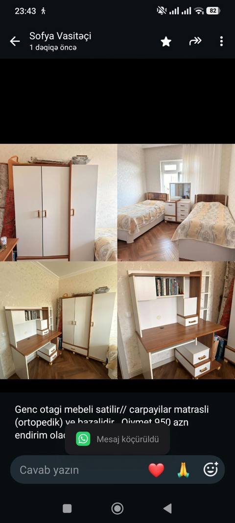 Genc otagi mebeli satilir// carpayilar matrasli (ortopedik) ve — 950 ₼ · Baku · Uşaq mebeli dəstləri Genc otagi mebeli satilir// carpayilar matrasli (ortopedik) ve — Baku