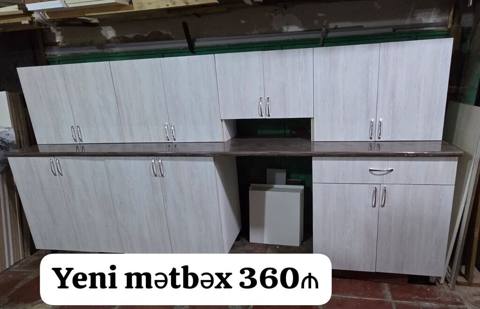 Mətbəx mebeli – 303 sm - Rəng: açıq ağac teksturalı - Üst və alt dolab — 360 ₼ · Bakı · Mətbəx mobilyası Mətbəx mebeli – 303 sm - Rəng: açıq ağac teksturalı - Üst və alt dolab — Bakı