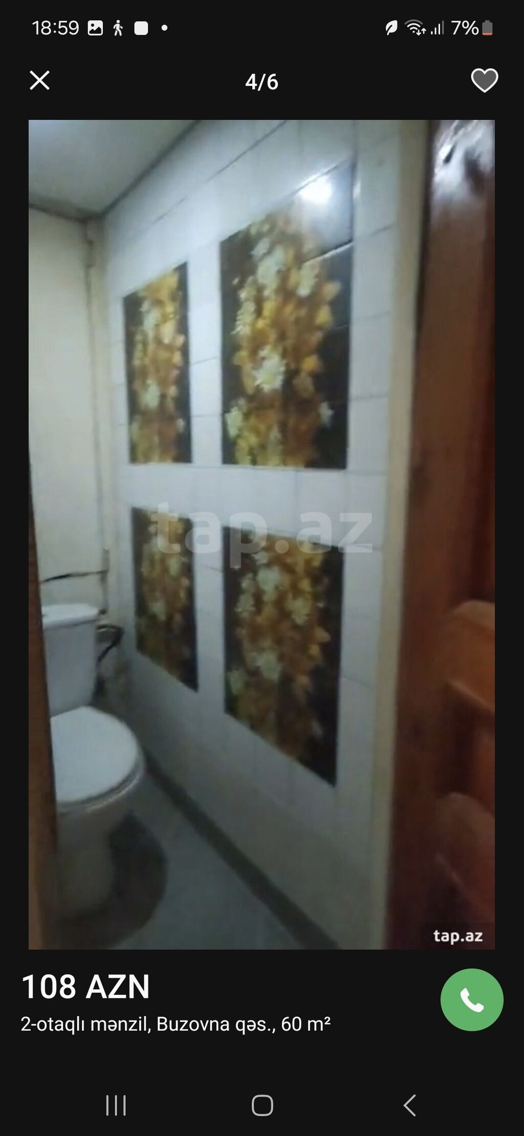 For sale: 2-room apartment (old building), 65 m² — Mənzil, Digah (5)