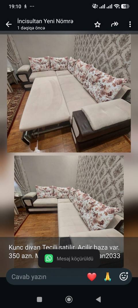Kunc divan satilir. Acilir baza var. 350 azn. Merdekan — Bakı