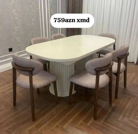 Oval yemək dəsti – masa və 6 ədəd stul - Masa: oval formalı, krem — 759 ₼ · Baku · Masalar və stullar Oval yemək dəsti – masa və 6 ədəd stul - Masa: oval formalı, krem — Baku