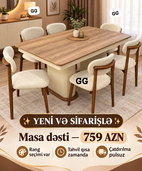 Masa dəsti – 759 AZN Yeni və sifarişlə. Zərif dizaynlı yemək — Тауарлар