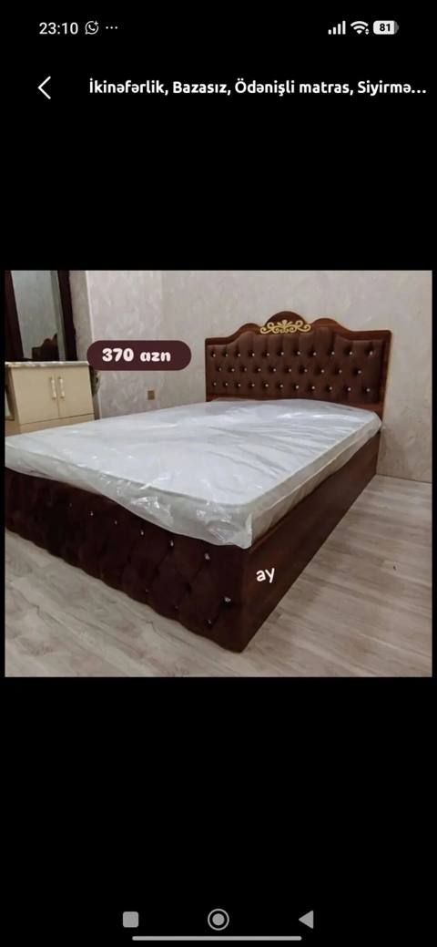 İkinəfərlik, Bazasız, Ödənişli matras, Siyirməsiz, Taxta — 370 ₼ · Баку · Yataqlar İkinəfərlik, Bazasız, Ödənişli matras, Siyirməsiz, Taxta — Баку