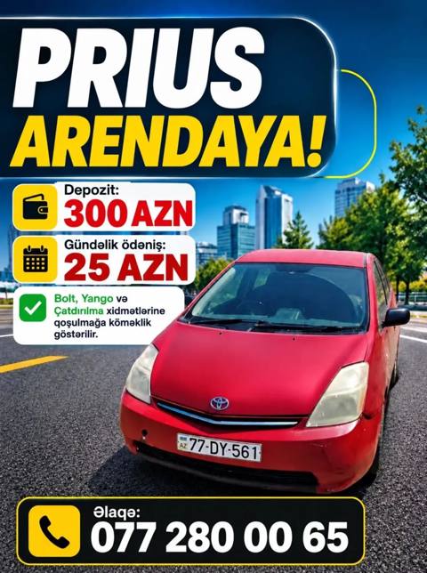 Günlük, Toyota, Depozitlə — 25 ₼ · Masazır · Minik avtomobili icarəsi Günlük, Toyota, Depozitlə — Masazır