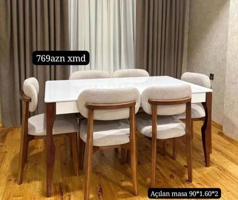 Yemək otağı dəsti - Masa: açılan model, ölçülər 90×160×2 (uzadıla — 769 ₼ · Baku · Masalar və stullar Yemək otağı dəsti - Masa: açılan model, ölçülər 90×160×2 (uzadıla — Baku
