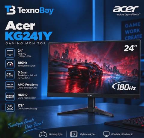 Monitor Acer Nitro KG241Y 24 düym 180Hz — 300 ₼ · Баку · Monitorlər Monitor Acer Nitro KG241Y 24 düym 180Hz — Баку