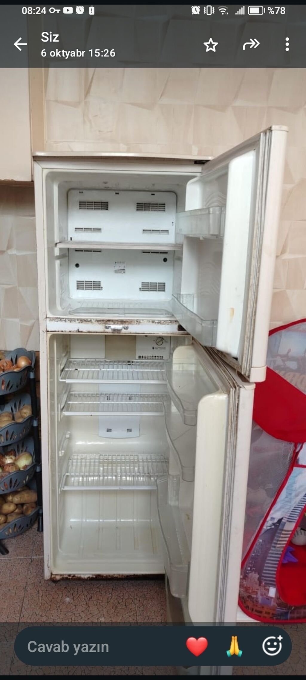 İşlənmiş 2 qapılı Sharp Soyuducu Satılır, rəng - Ağ — Soyuducular, Fatmayı (3)