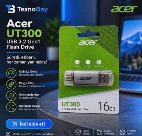 16 GB USB Flash kart, Metal material — Bakı