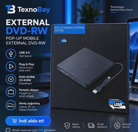 Xarici Dvd-rw optik sürücü USB 3.0 — 30 ₼ · Baku · Sabit diskləri Xarici Dvd-rw optik sürücü USB 3.0 — Baku