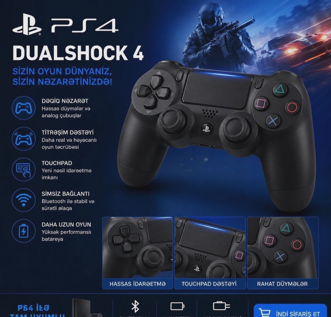 Oyun pultu Sony PlayStation 4 DualShock 4 — Oyunlar, konsollər və proqramlar, Bakı (2)