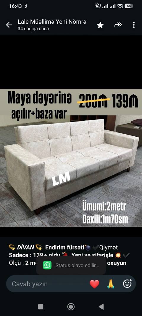 _*Divan*_ *Endirim fürsəti Qiymət *Sadəcə 139₼ oldu* — Aişə Xanım — Эмерек