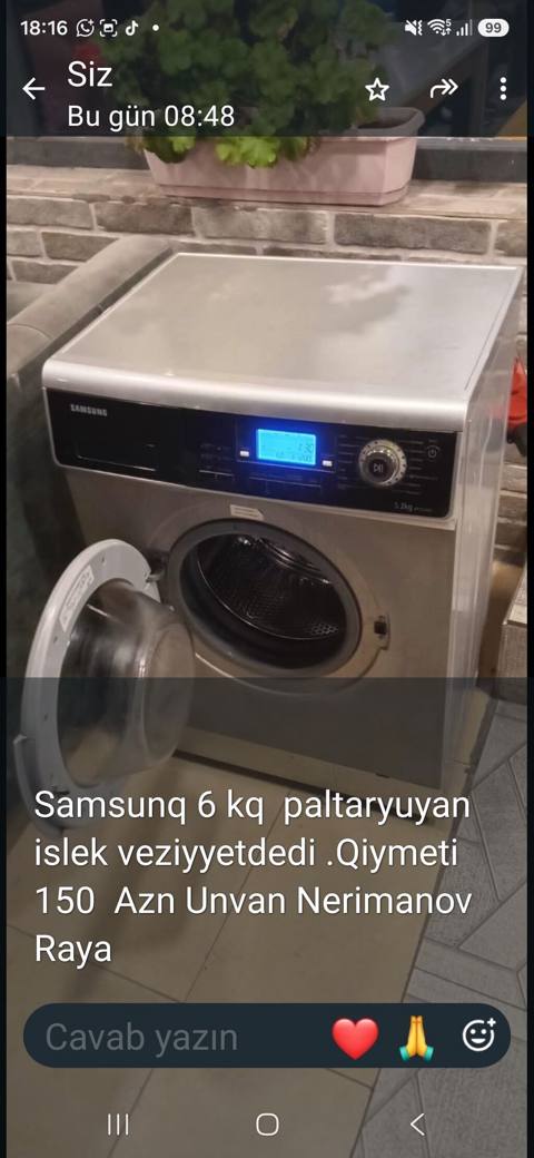 Samsung paltaryuyan maşın – 6 kq yükləmə. - Ön tərəfdən yüklənən — საქონელი