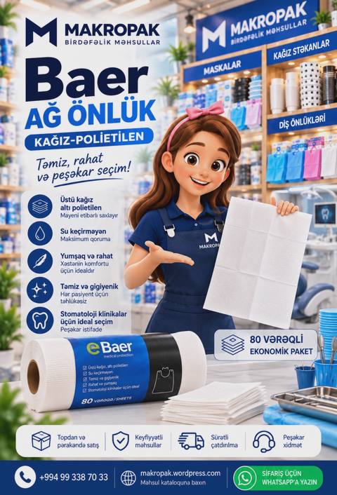 Stomatoloji önlük Baer kağız-polietilen