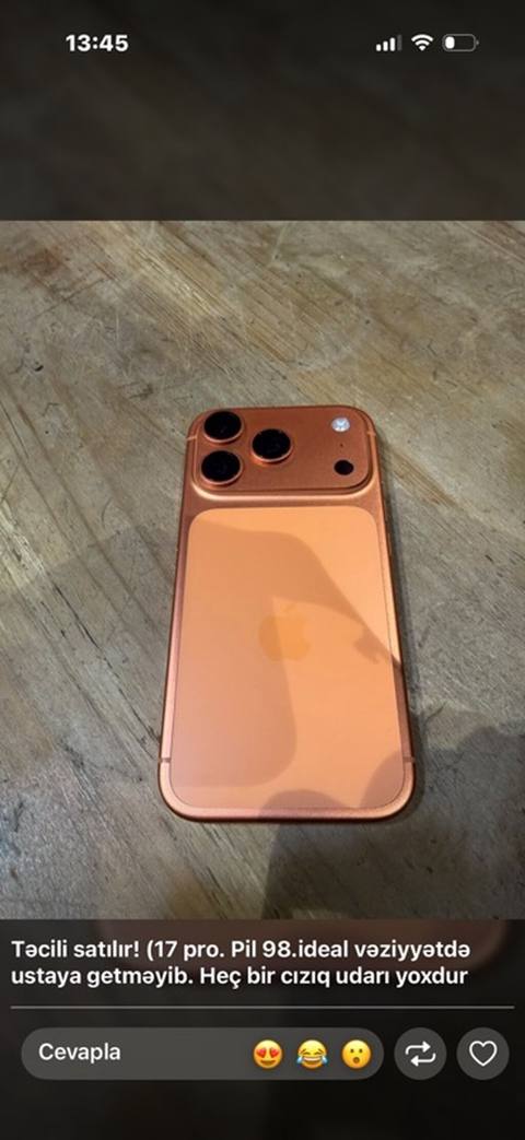 IPhone 17 Pro, 256 GB, Narıncı, Face ID — 2 250 ₼ · Bakı · Apple iPhone IPhone 17 Pro, 256 GB, Narıncı, Face ID — Bakı