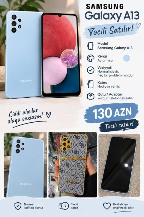 Samsung Galaxy A13, 2 GB, rəng - Mavi, Barmaq izi — Baku