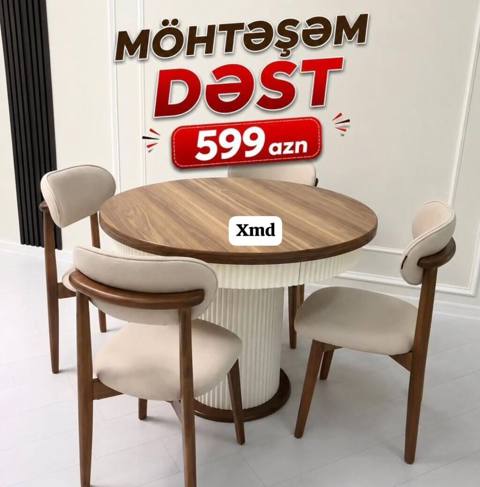 Mətbəx/Qonaq otağı üçün masa və 4 stuldan ibarət möhtəşəm dəst — 599 ₼ · Baku · Masalar və stullar Mətbəx/Qonaq otağı üçün masa və 4 stuldan ibarət möhtəşəm dəst — Baku