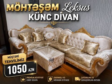 Möhtəşəm leksus künc divan – klassik zəriflik və komfort bir arada — 1 050 ₼ · Digah · Yumşaq mobilya dəstləri Möhtəşəm leksus künc divan – klassik zəriflik və komfort bir arada — Digah