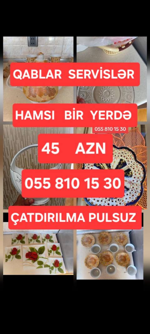 Bütün komplekt 25 AZN ev üçün qablar və stəkan nəlbəkilər — Баку