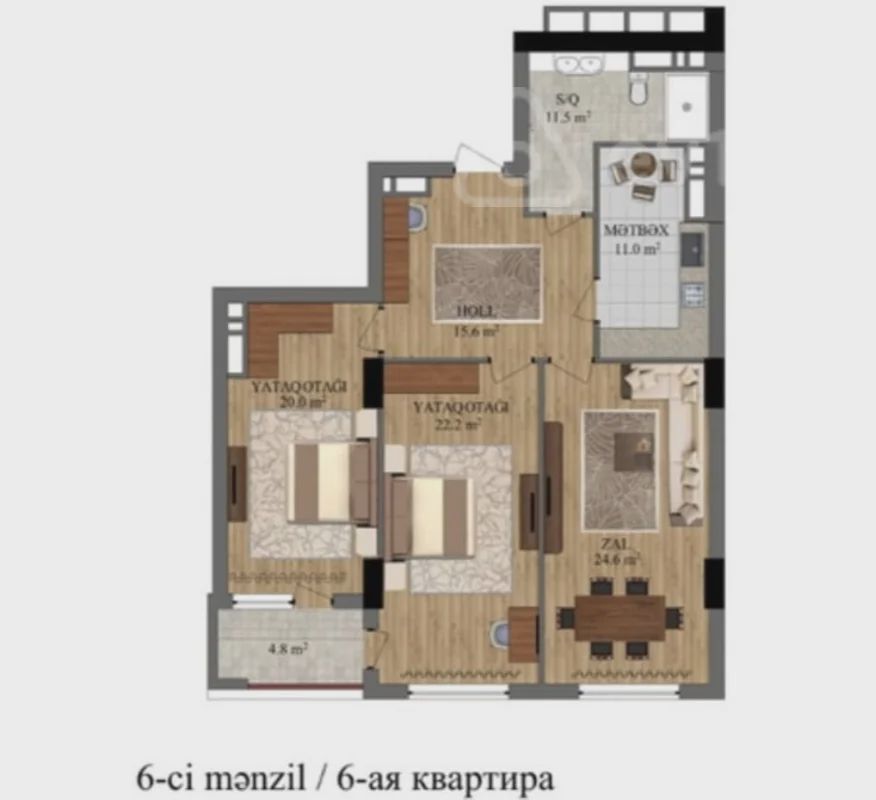 3 otaqlı mənzil, 110 m², Təbriz küçəsi — Mənzil, Bakı (3)