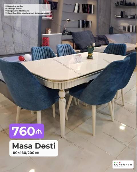 Masa Dəsti – açılan mexanizmli, ölçü: 90×160/200 sm - Komplekt: 1 — Mebel