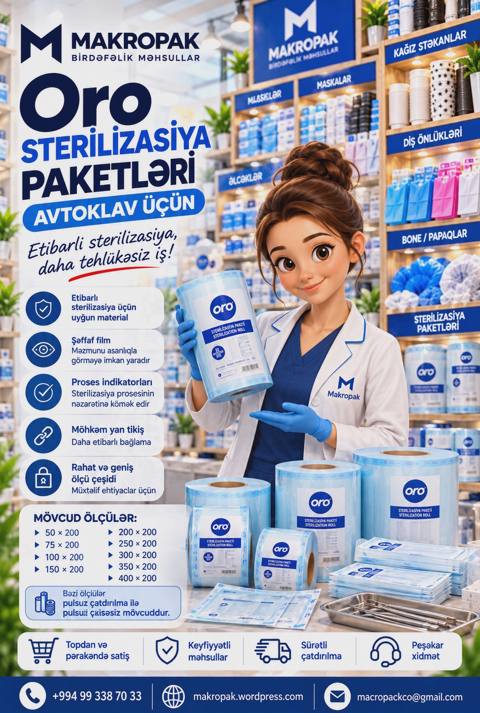 ORO sterilizasiya paketləri tibbi alətlər üçün