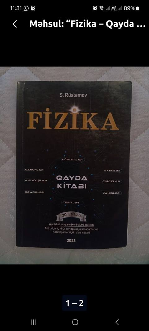 Məhsul: “Fizika – Qayda Kitabı” Müəllif: S. Rüstəmov Nəşr: 2023 — 10 ₼ · Баку · Kitablar Məhsul: “Fizika – Qayda Kitabı” Müəllif: S. Rüstəmov Nəşr: 2023 — Баку