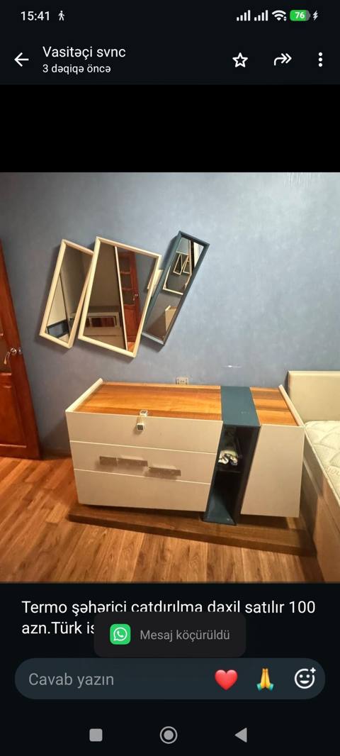 Termo şəhəriçi çatdırılma daxil satılır 100 azn.Türk istehsalıdır/svnc — 100 ₼ · Баку · Tuvalet masaları və konsollar Termo şəhəriçi çatdırılma daxil satılır 100 azn.Türk istehsalıdır/svnc — Баку