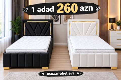 Tək nəfərlik modern çarpayı modeli - Rəng seçimləri: qara və ağ — Bakı