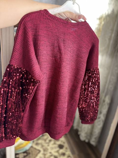 Bordo rəngli qız uşağı üçün sviter/bluza. - Material: yumşaq, toxunma — Баку