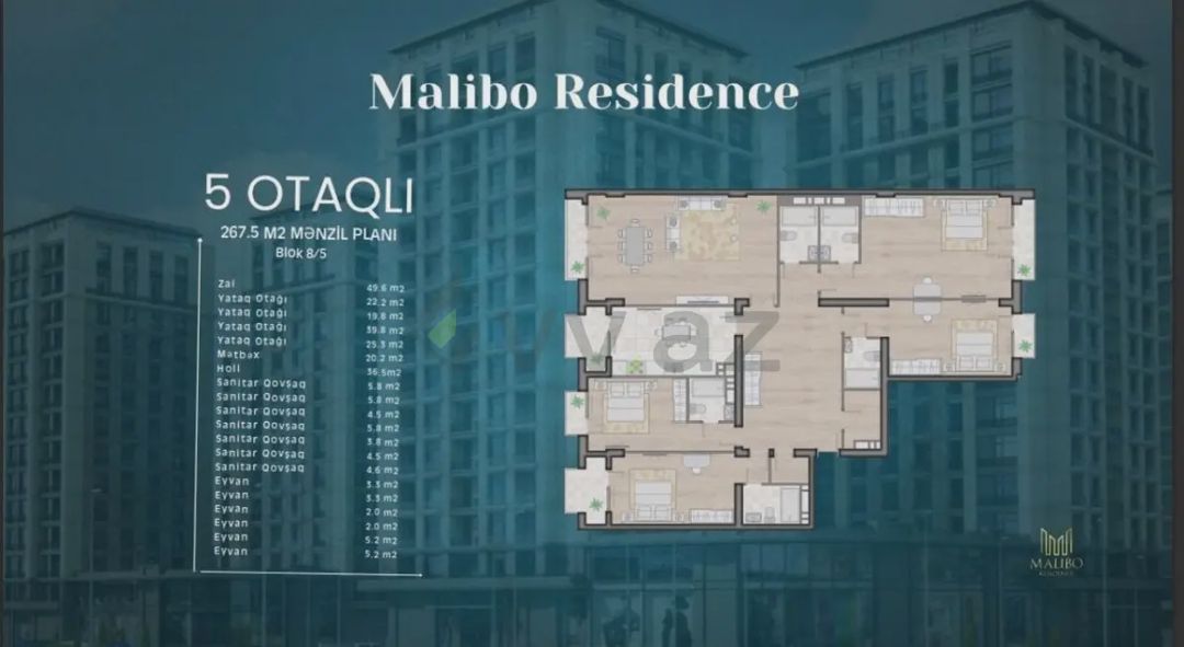 For sale: 4-room apartment (new building), 270 m² — Mənzil, Bakı (5)