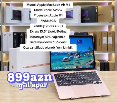 Apple MacBook Air M1 – Model A2337, qızılı rəng - Prosessor: Apple M1 — Bakı