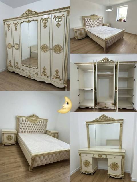 Yataq dəsti – klassik barokko üslubunda, krem rəng və qızılı dekorla — 1 200 ₼ · Баку · Yataq otağı mobilya dəstləri Yataq dəsti – klassik barokko üslubunda, krem rəng və qızılı dekorla — Баку