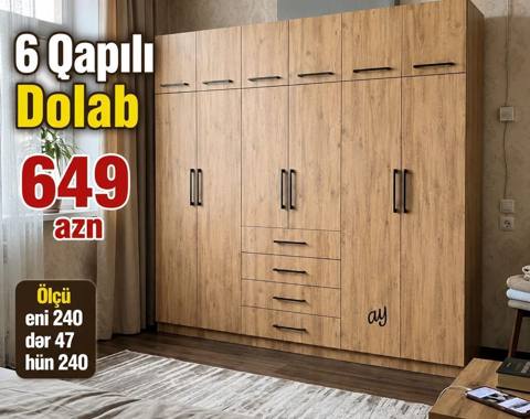 6 qapılı paltar dolabı - Material: ağac teksturalı laminat səth, mat — Дигях