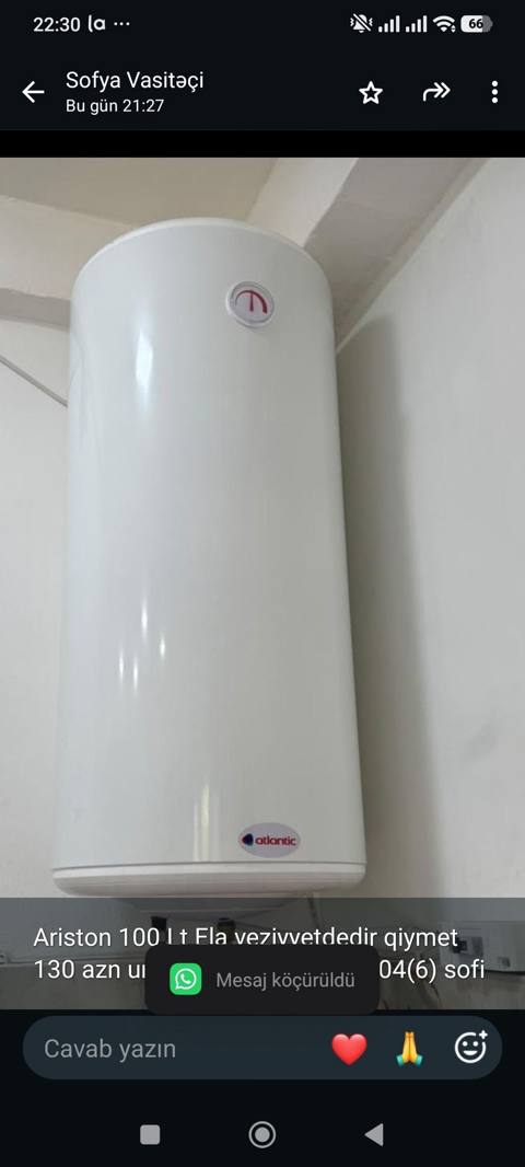 Ariston 100 Lt Ela veziyyetdedir qiymet 130 azn unvan neftciler kod 64 — Baku