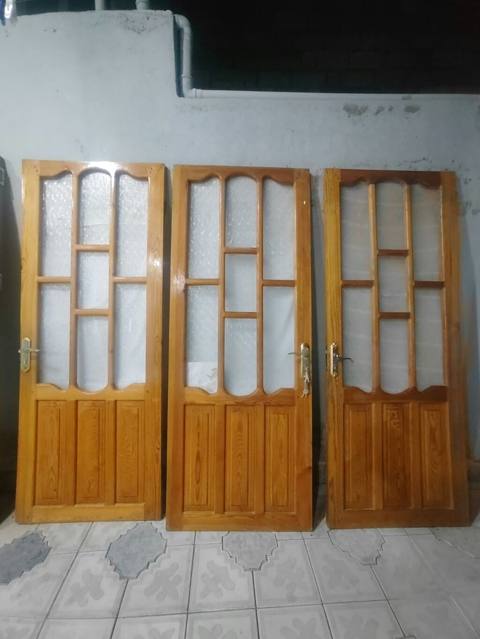 Taxta otaq qapıları dəsti - Material: təbii ağac (açıq palıd/şam — Bakı