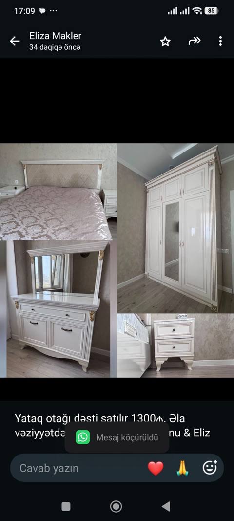 Yataq otağı dəsti satılır 1300₼. Əla vəziyyətdədir. Ünvan: Xətai — Baku