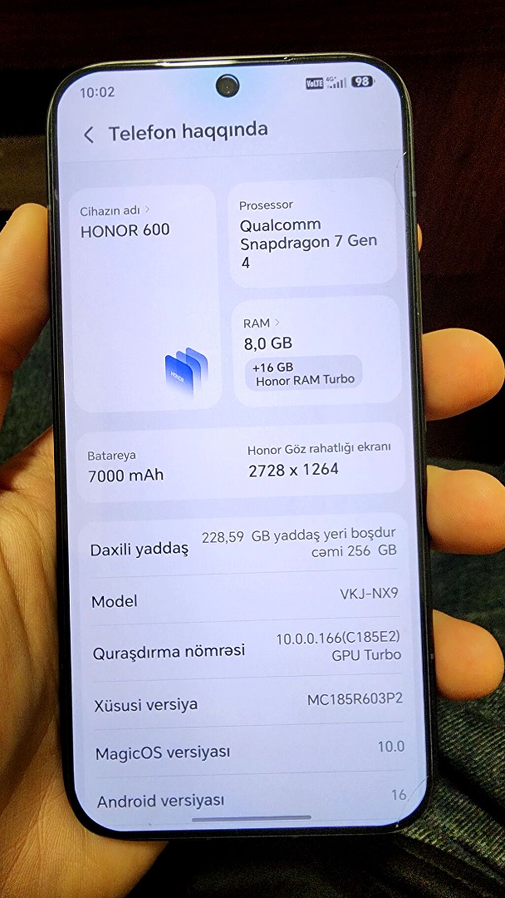 Honor 256 GB, rəng - Qara, Zəmanət, Sensor, Barmaq izi — Honor, Bakı (7)
